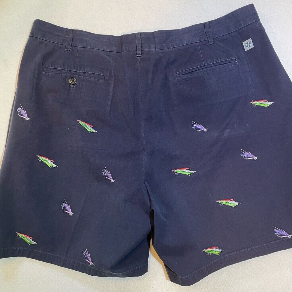 Castaway Nantucket Shorts Fly Fishing Lure Embroidered Blue Mens Size 42 Fish - Picture 7 of 12